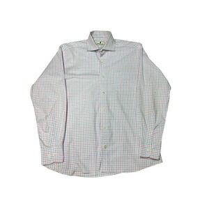 Southern Pines Mens Medium Checkered Button Down Long Sleeve Shirt Pink‎ Blue